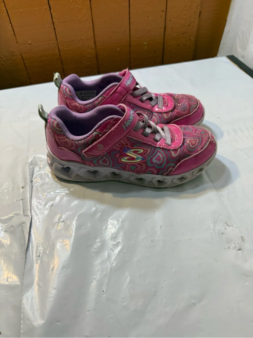 Skechers girls Heart Lights Boogie Love light up sneakers size 3Y